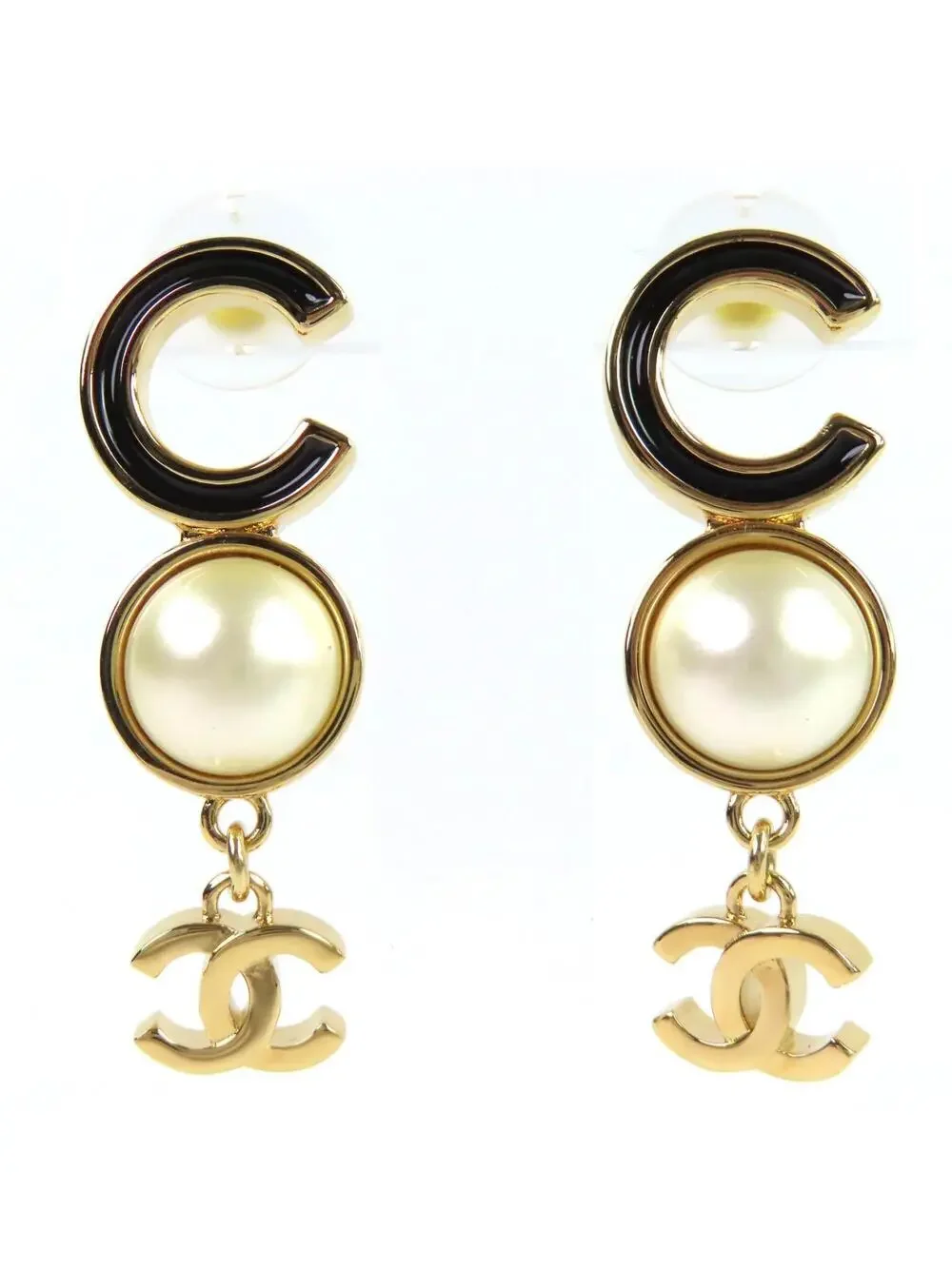Chanel Cc Logo Earrings Gold-Tone Metal #250100C11B
